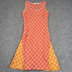 J. Jill Sunset Plaid Color Block Linen Sleeveless Midi Dress Women's Size‎ 6